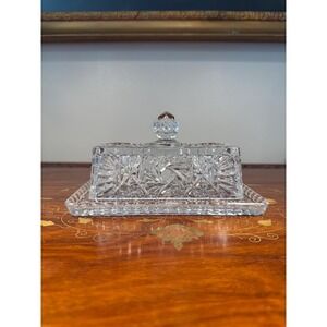 Vintage Cut Crystal Butter Dish • Covered Butter Keeper with Tray